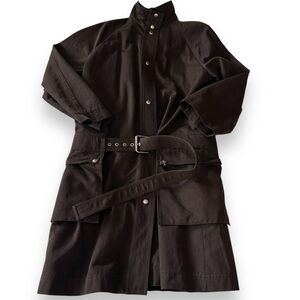 Michael Kors Genuine Mink Lined Brown 100% Cotton Twill Trench coat L belted New